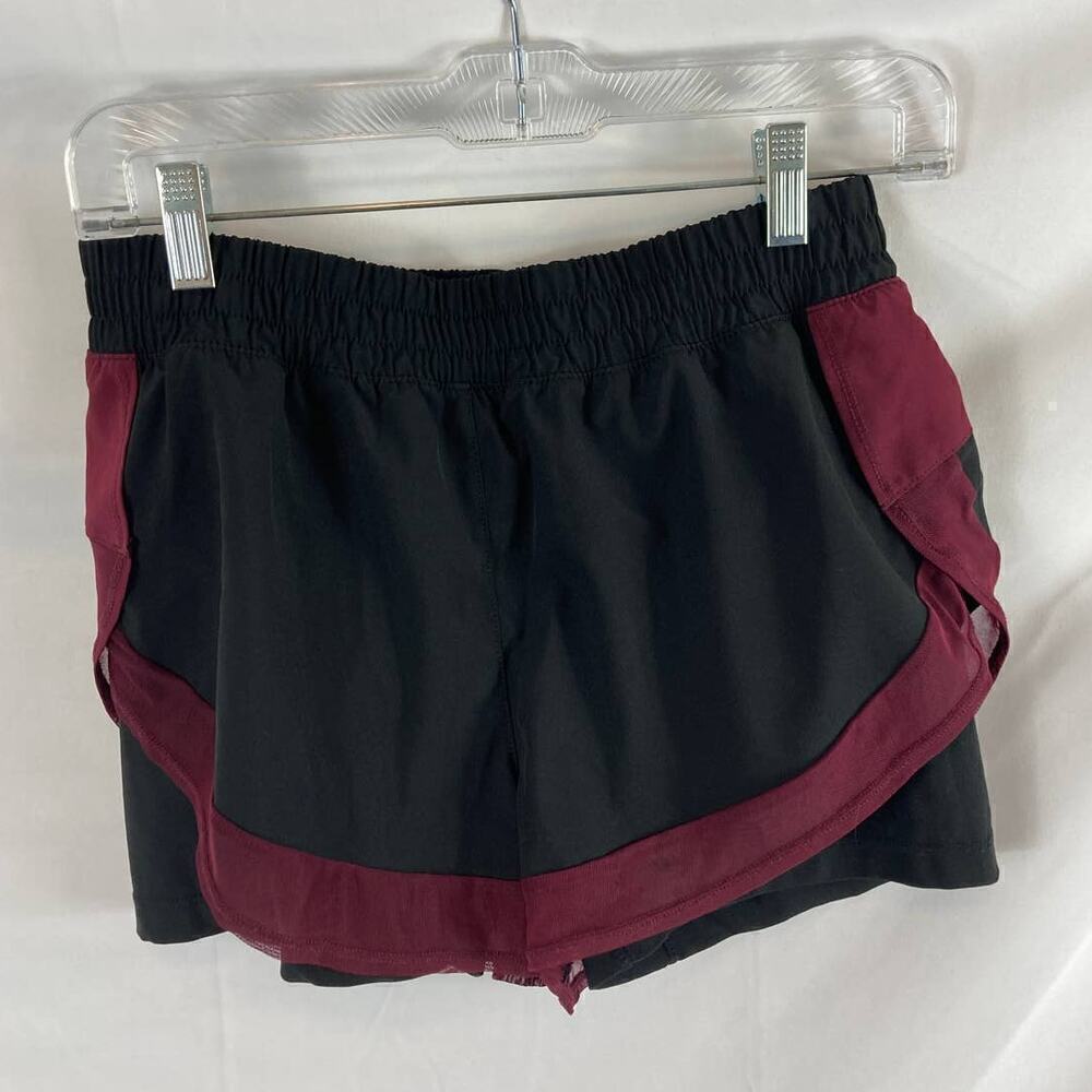 MPG Lined Athletic Shorts Black Maroon Small